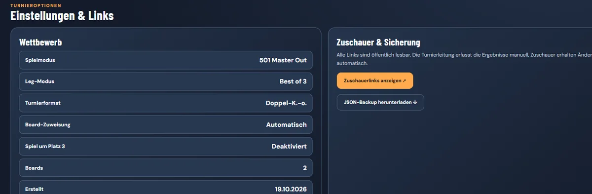 Echter BulltriX-Screenshot: Turniereinstellungen